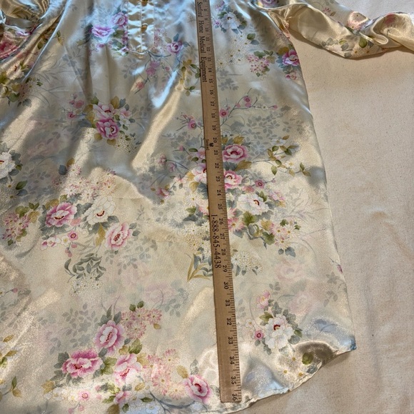 Morgan Taylor Intimates Short Satin Yellow‎ Pastel Floral Nightgown Kimono XL - Picture 9 of 11